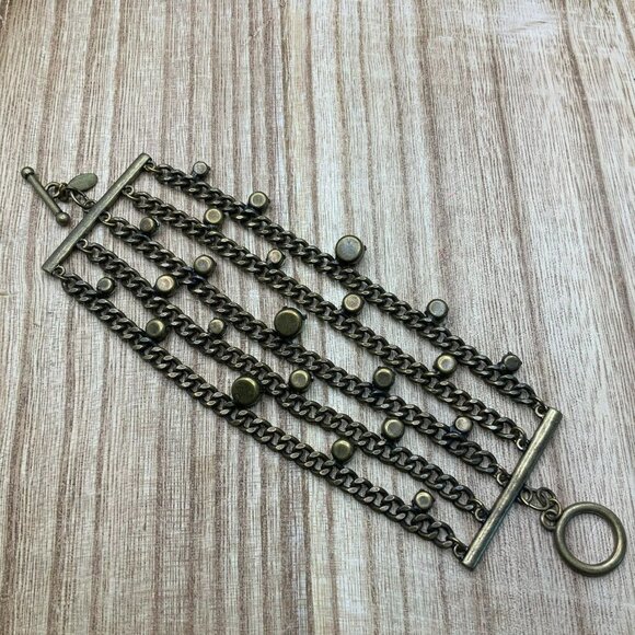 Chico's Multi Strand Rustic Gold Tone Bracelet - Picture 4 of 5